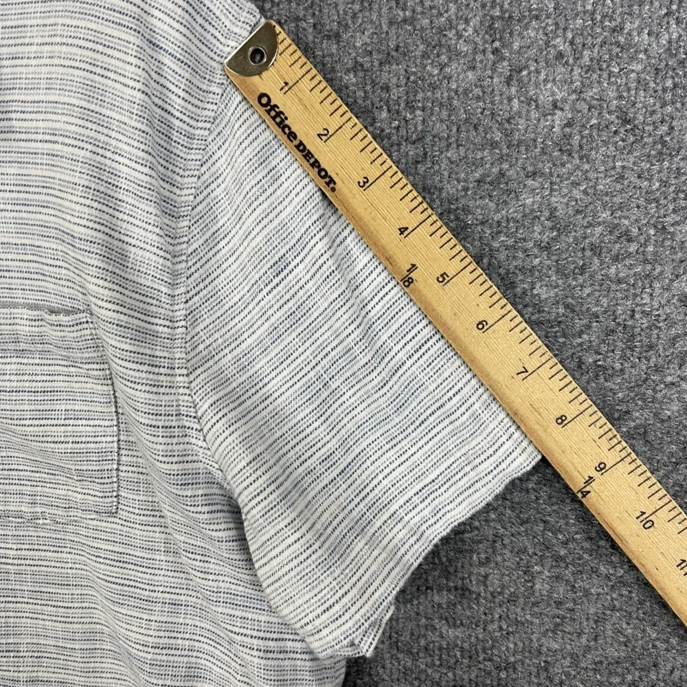 Marine Layer Button Down Shirt Mens Large White Excellent Short Sleeve Striped